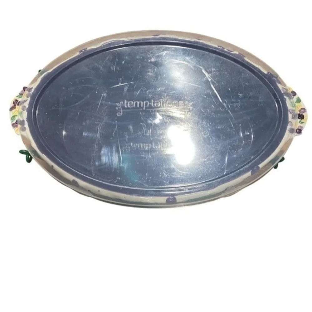 Temptation By Tara Violet Figural Floral Ceramic Bakeware With Lid and Wire Rack